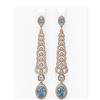 Image 1 : 9.1 ctw Blue Topaz & Diamond Earrings 18K Rose Gold