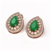 Image 2 : 9.74 ctw Certified Emerald & Diamond Victorian Earrings 14K Rose Gold