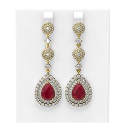 11.87 ctw Ruby & Diamond Earrings 18K Yellow Gold