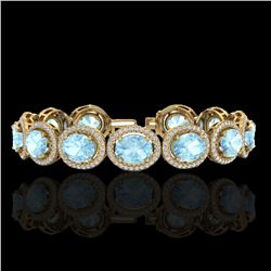 23 ctw Aquamarine & Micro Pave VS/SI Diamond Bracelet 10k Yellow Gold