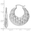 Image 2 : 14k White Gold Polished Crescent Textured Hoop Earrings - 55 mm