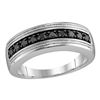 Image 1 : Sterling Silver Mens Round Black Color Enhanced Diamond Wedding Band Ring 1/2 Cttw