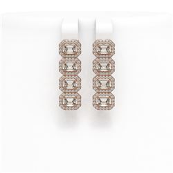 4.52 ctw Emerald Cut Diamond Micro Pave Earrings 18K Rose Gold