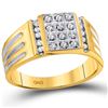 Image 1 : 10kt Yellow Gold Mens Round Diamond Square Cluster Ring 1/4 Cttw