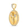 Image 2 : 10kt Yellow Gold Mens Round Diamond Circle Angel Cherub Medallion Charm Pendant 1/2 Cttw