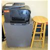 Image 1 : HP Officejet Pro 8715 Multi-Purpose Printer, 3-Drawer Metal File Cabinet & Wood Stool