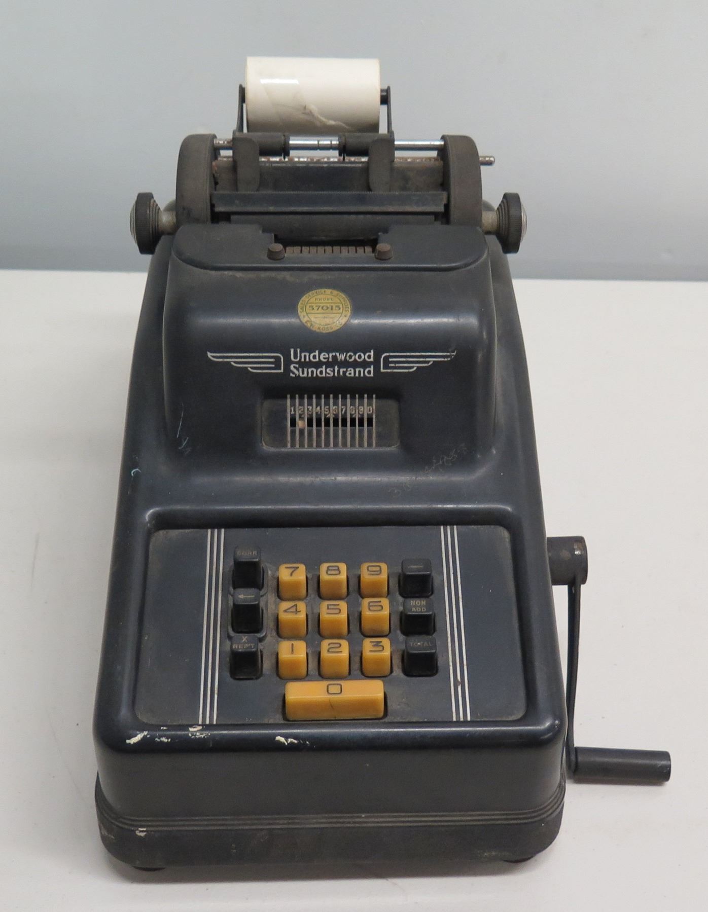 Underwood Sundstrand Portable 10 Key Manual Adding Machine - Oahu Auctions