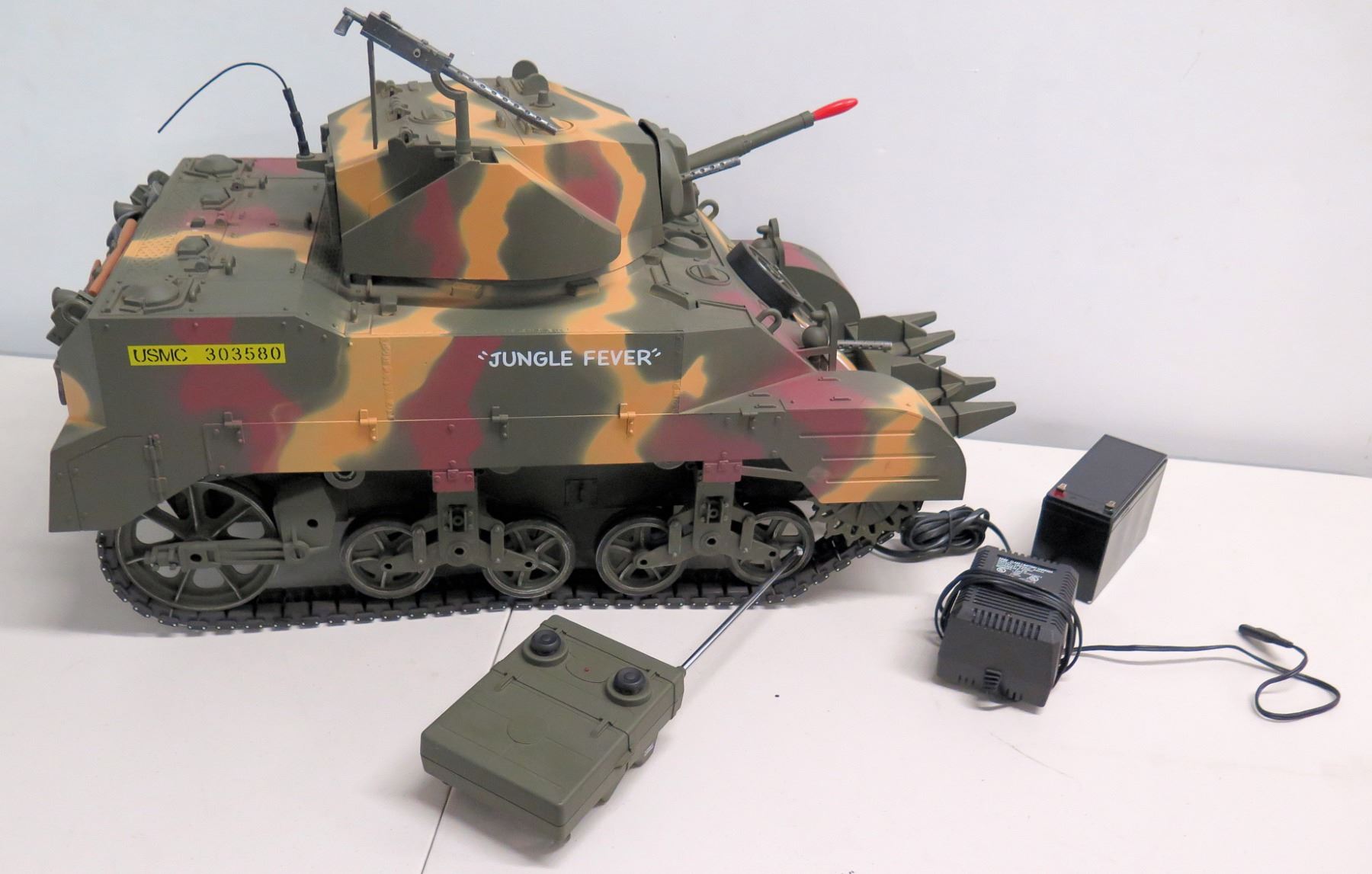WWII Remote Control Marine Corp Tank, Approx. 2 feet Long - Oahu Auctions