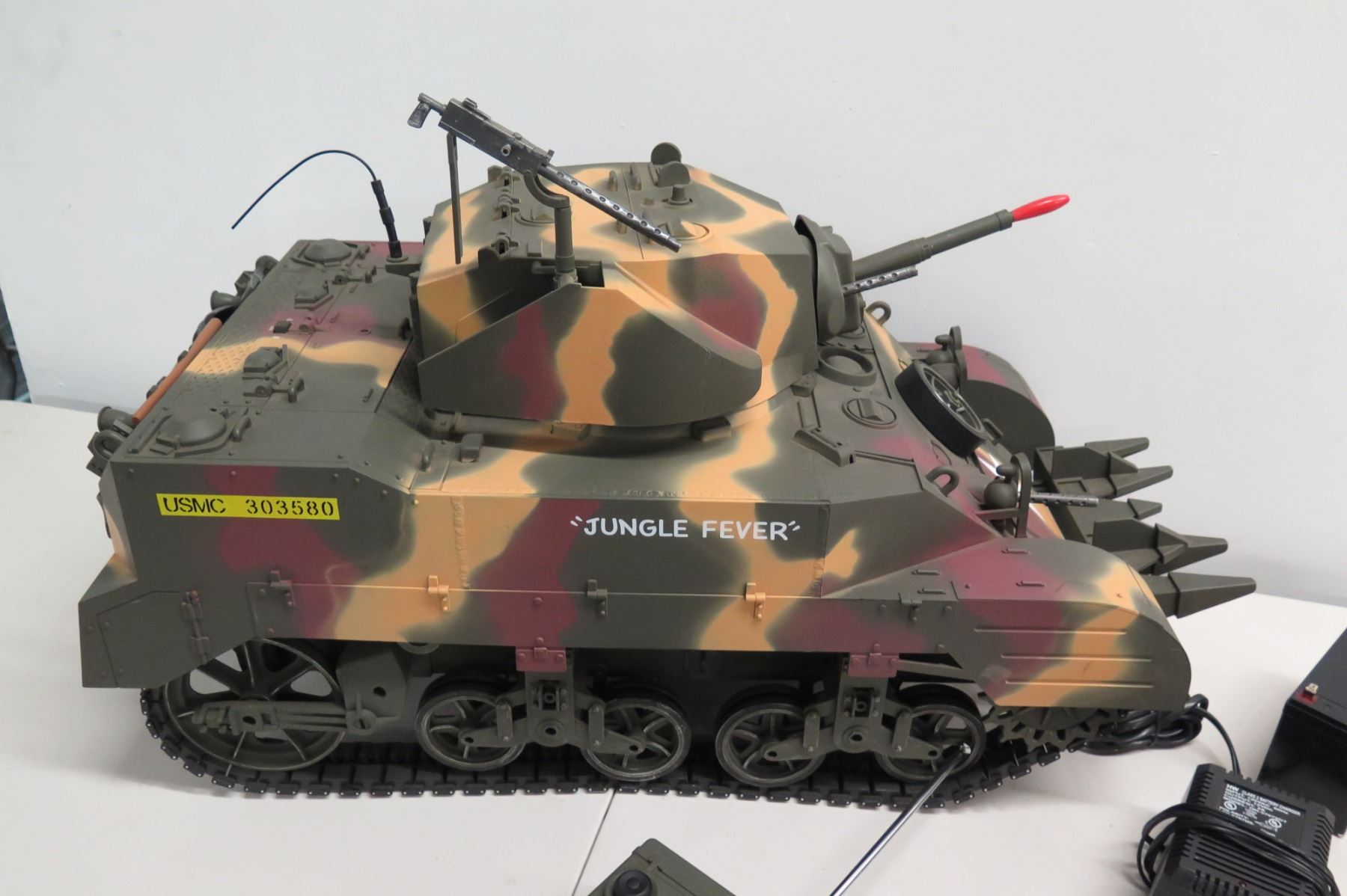 WWII Remote Control Marine Corp Tank, Approx. 2 feet Long - Oahu Auctions