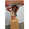 Image 3 : Tall Hula Girl Lamp w/ Floral Shade, 52" H