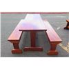 Image 16 : Solid Mahogany Picnic Table 6' L x 2' W & 2 Benches w/ Salute, Honor, Remember