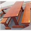 Image 1 : Solid Mahogany Picnic Table 6' L x 2' W & 2 Benches w/ Salute, Honor, Remember