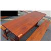 Image 2 : Solid Mahogany Picnic Table 6' L x 2' W & 2 Benches w/ Salute, Honor, Remember