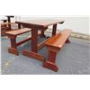 Image 8 : Solid Mahogany Picnic Table 6' L x 2' W & 2 Benches w/ Salute, Honor, Remember
