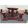 Image 19 : Solid Mahogany Picnic Table (6' L x 2' W) & 2 Benches w/ Salute, Honor, Remember