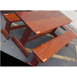 Solid Mahogany Picnic Table (6' L x 2' W) & 2 Benches w/ Salute, Honor, Remember