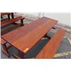 Image 3 : Solid Mahogany Picnic Table (6' L x 2' W) & 2 Benches w/ Salute, Honor, Remember
