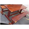 Image 1 : Solid Mahogany Picnic Table (6' L x 2' W) & 2 Benches w/ Salute, Honor, Remember