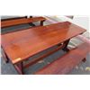 Image 2 : Solid Mahogany Picnic Table (6' L x 2' W) & 2 Benches w/ Salute, Honor, Remember