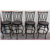Image 1 : Qty 4 Black Bar-Height Stools w/ Upholstered Seats 16.5" Dia.