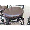 Image 8 : Qty 4 Black Bar-Height Stools w/ Upholstered Seats 16.5" Dia.