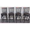 Image 1 : Qty 4 Black Bar-Height Stools w/ Upholstered Seats 16.5" Dia.