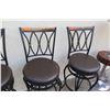 Image 3 : Qty 4 Black Bar-Height Stools w/ Upholstered Seats 16.5" Dia.