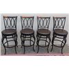 Image 1 : Qty 4 Black Bar-Height Stools w/ Upholstered Seats 16.5" Dia.
