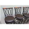 Image 2 : Qty 4 Black Bar-Height Stools w/ Upholstered Seats 16.5" Dia.