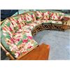 Image 1 : Modular Sectional Rattan Sofa Ensemble w/ Tropical Print Cushions  & End Tables
