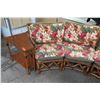 Image 2 : Modular Sectional Rattan Sofa Ensemble w/ Tropical Print Cushions  & End Tables