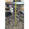 Image 10 : Round Black & Chrome Table (30.5"Dia) & 4 Upholstered Stools (12"Dia)