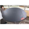 Image 2 : Round Black & Chrome Table (30.5"Dia) & 4 Upholstered Stools (12"Dia)