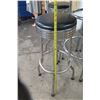 Image 8 : Round Black & Chrome Table (30.5"Dia) & 4 Upholstered Stools (12"Dia)
