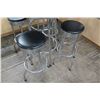 Image 2 : Round Black & Chrome Table (30.5"Dia) & 4 Upholstered Stools (12"Dia)