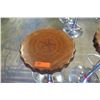 Image 2 : Qty 2 Round Scalloped Wood Stools w/ Chrome Base & Foot Rest, Adjustable Ht, 15" Dia