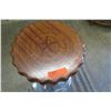 Image 2 : Qty 1 Round Scalloped Wood Stools w/ Chrome Base & Foot Rest, Adjustable Ht, 15" Dia