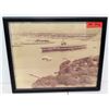 Image 1 : Framed Pearl Harbor Image w/ Aircraft Carrier & Arizona Memorial 21" x 18"