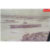 Image 2 : Framed Pearl Harbor Image w/ Aircraft Carrier & Arizona Memorial 21" x 18"
