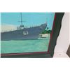 Image 2 : Framed Battleship Print w/ Arizona Memorial 52" x 29"
