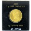 Image 3 : 1 Gram 2019 Canada Maple Leaf .9999 Gold Coin