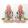 Image 1 : Pair of Vintage Porcelain & Pink Glass Lamps