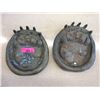 Image 1 : 2 Grizzly Paw Imprint Cast Metal Ashtrays