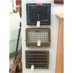 3 Vintage Furnace Grates - Average 14" x 13"
