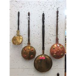 4 Assorted Brass & Copper Bed Warmers