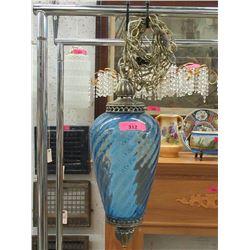 Vintage Blue Glass Swag Lamp