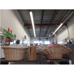 Wicker Case & 2 Large Wicker Baskets