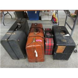 Vintage Tube Case & 3 Vintage Suitcases