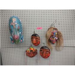 5 Carved Wood Wall Masks