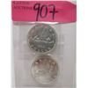 Image 1 : Two 1963 Canadian 80% Silver Dollar Coins